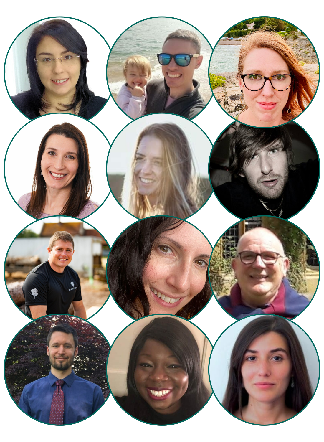 Composite image of roundel photos of career change community members