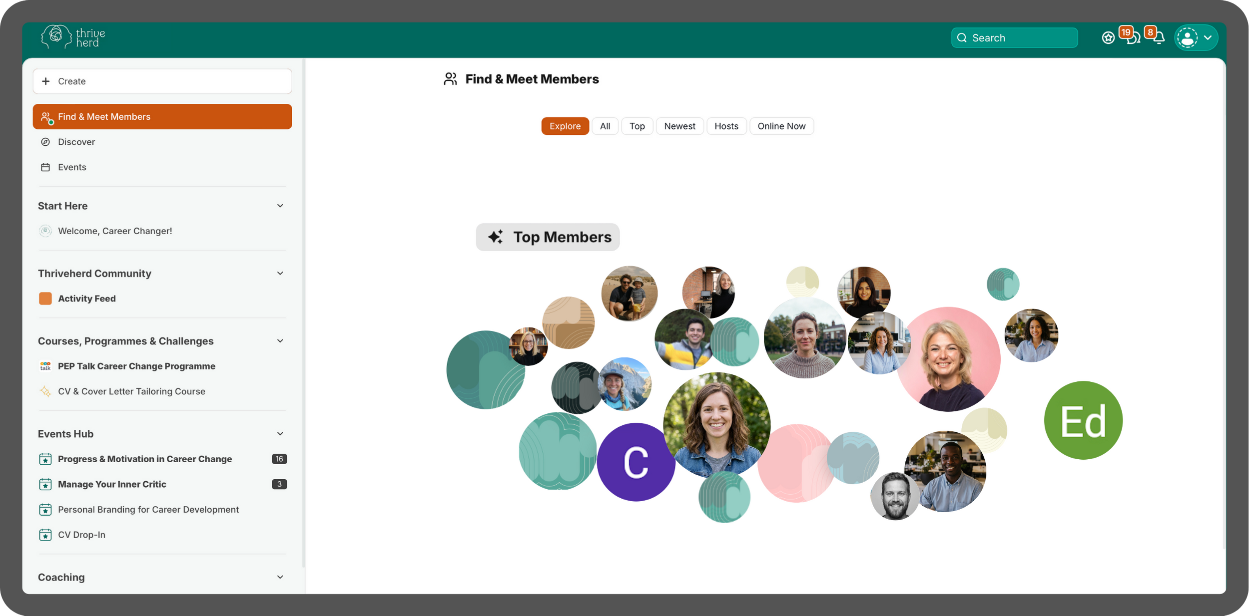 Screenshot of the Thriveherd Community Platform