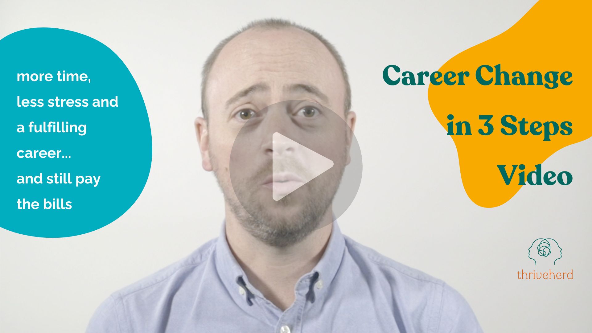 thumbnail for the career change in 3 steps video, showing a man in mid speech with text in the background